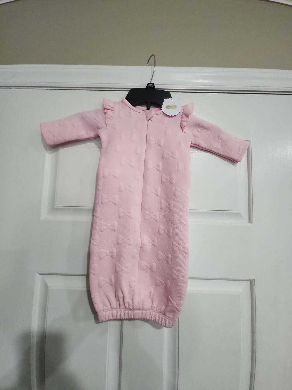 Mud Pie Baby Girl Pink Bow Embossed Sleep Gown 0-3 Months